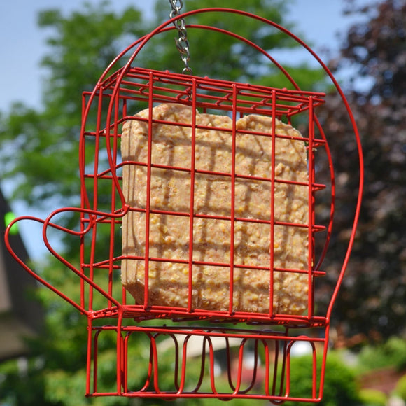 Red Mitten suet feeder from Heath