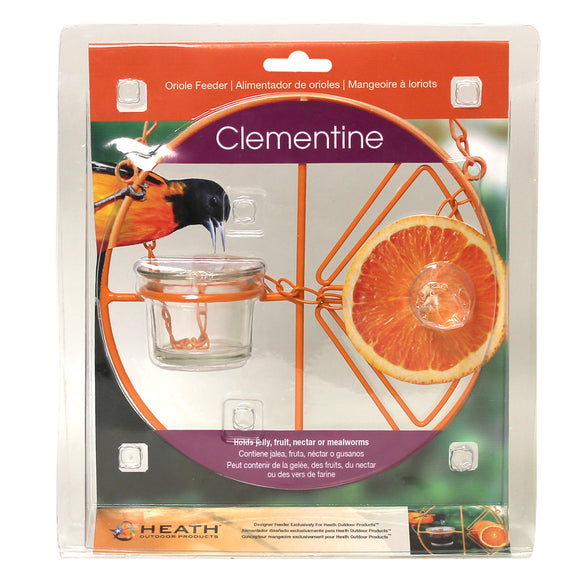 Heath CF-133: Clementine Oriole Bird Feeder for Jelly, Nectar, Mealworms and Fruit Halves - 1 Jar