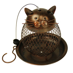 Heath 21540: Cat Perching Metal Bird Feeder for Peanuts, Suet Balls, and Sunflower Seeds