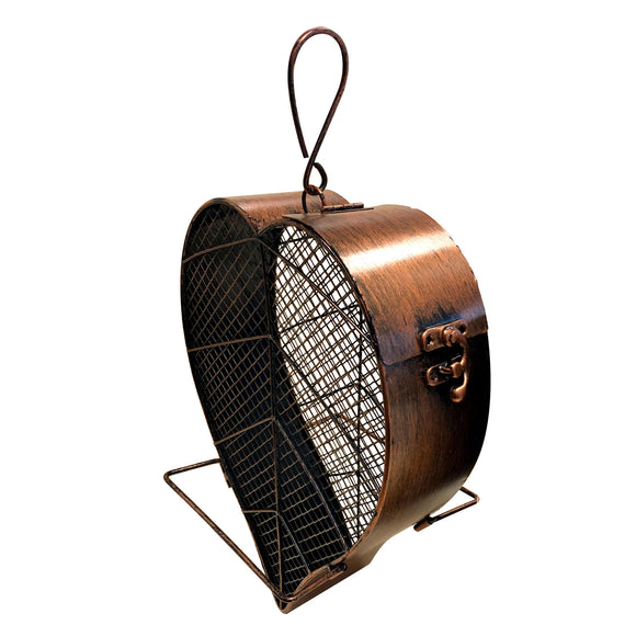 Heath 21707: Copper Leaf Perching Metal Bird Feeder for Peanuts, Suet Balls and Sunflower Seeds