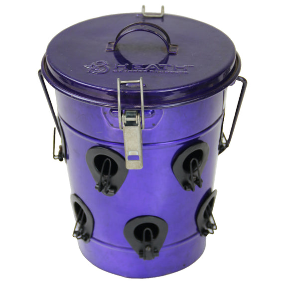 Heath 21721: 5.5-pound Purple Metal Bucket Feeder with Perches and Locking Lid