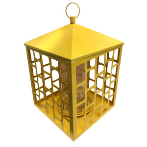 Heath 21807: Yellow Square Squirrel-resistant Caged Tube Bird Feeder