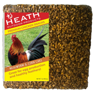 Chicken Snack Premium Mealworm Seed Cake with Corn - 7 oz - Pack of 12 - Heathoutdoors