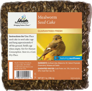 Mealworm Seed Cake with Sunflower Chips - 7 oz - Pack of 12 - Heathoutdoors